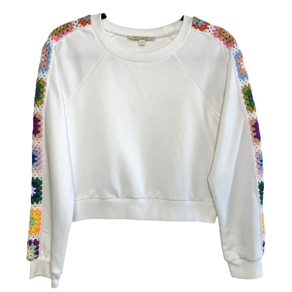 Rebellion Tops - Rebellion Crochet Granny Square Sweatshirt S Cottagecore Craftcore Shabby Chic